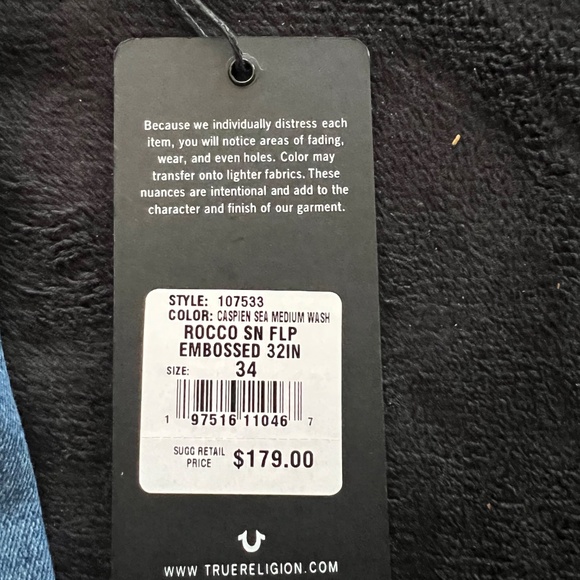 Men's True Religion Relaxed Skinny Jeans Caspien Sea Medium Wash - Picture 11 of 11